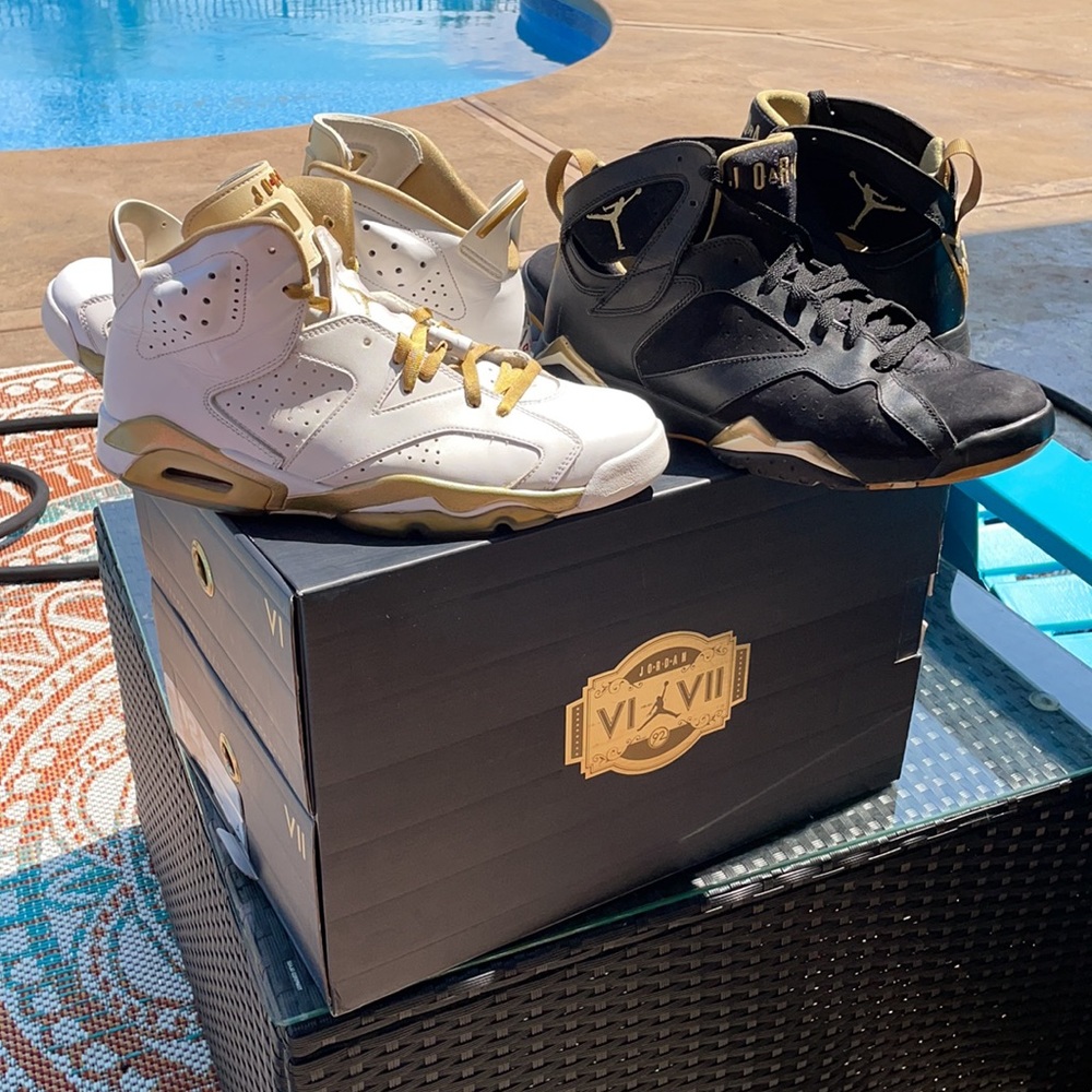 A1-Nike air Jordan 6 & Jordan 7 Golden Moments Pack GMP